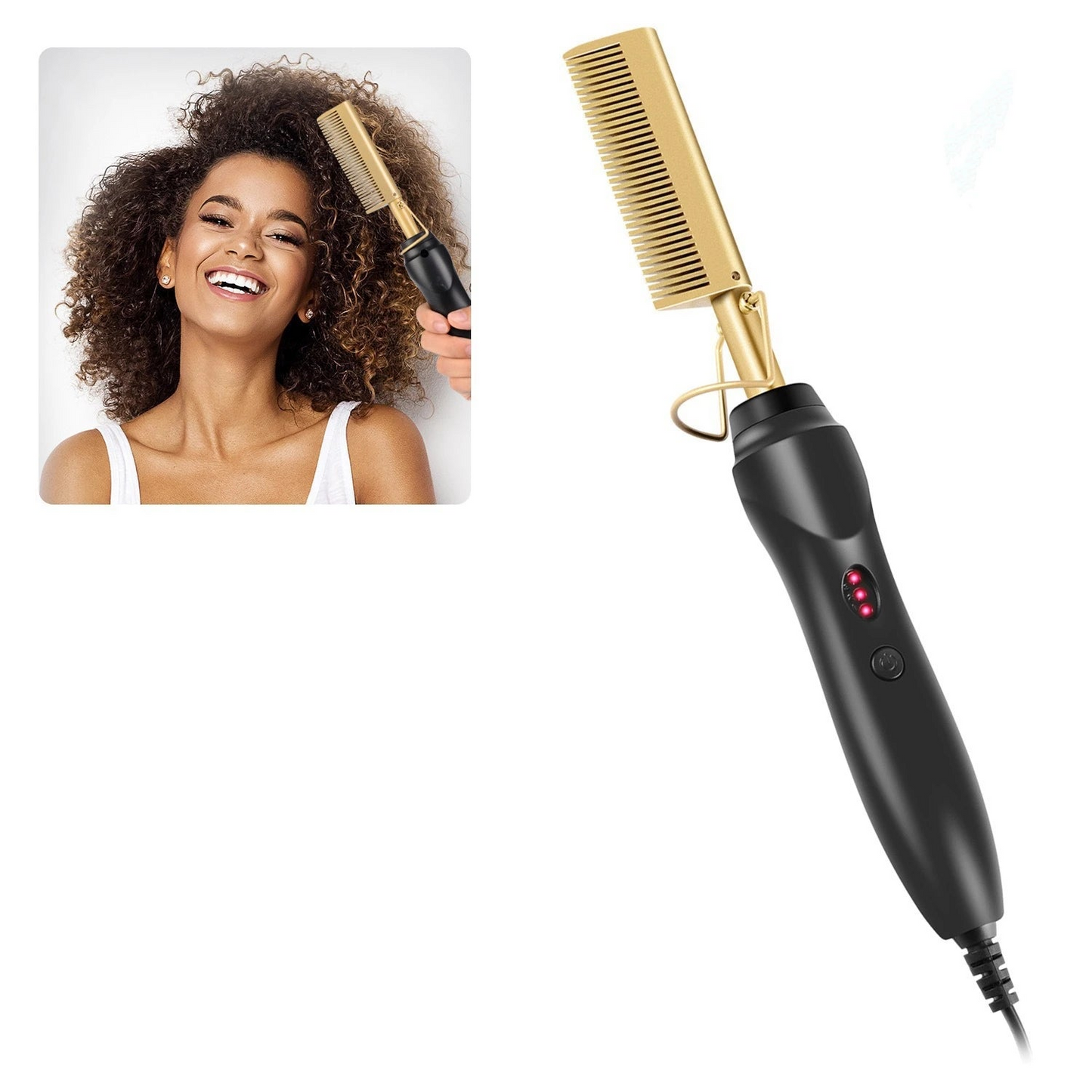 Electric Hot Comb Hair Straightening Brush