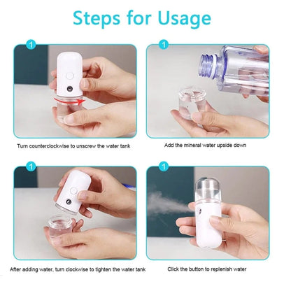Mini USB Rechargeable Facial Steamer Mist Sprayer