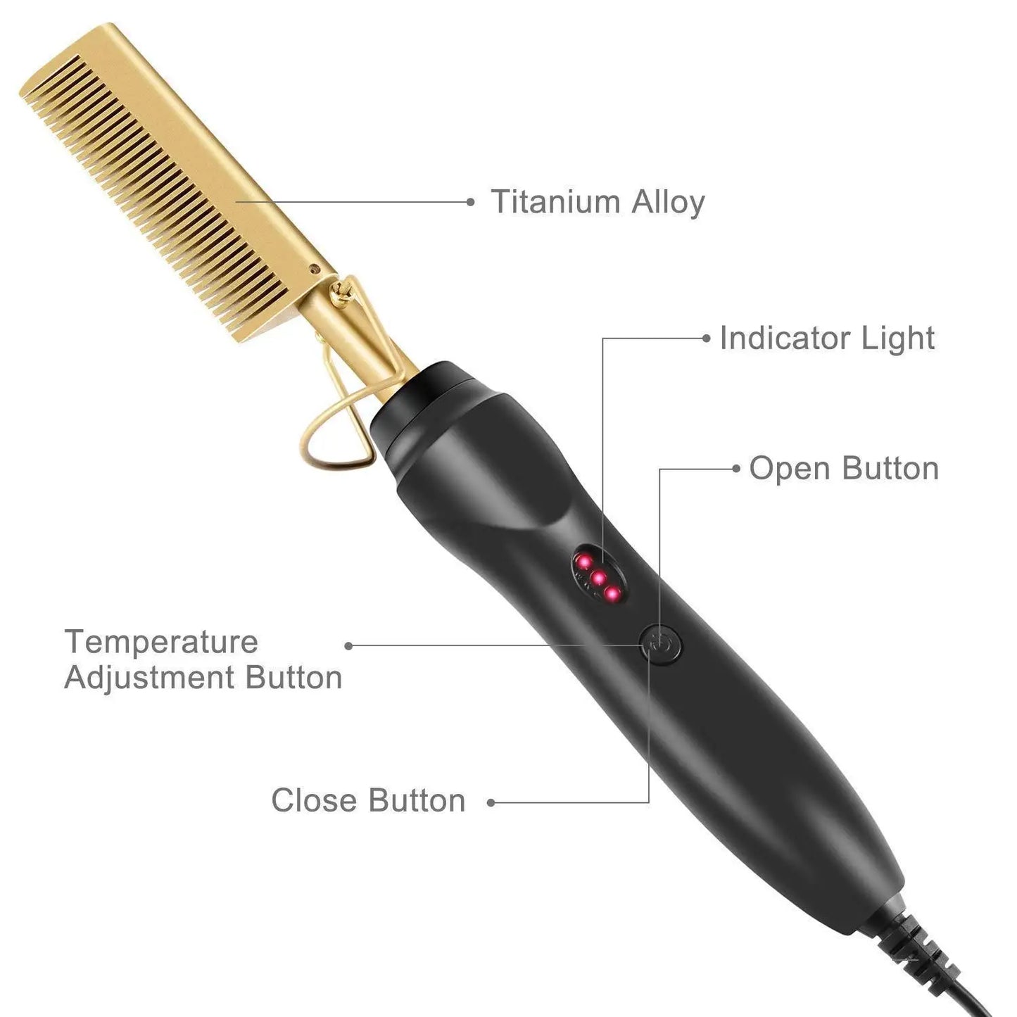 Electric Hot Comb Hair Straightening Brush
