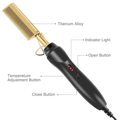 Electric Hot Comb Hair Straightening Brush